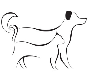 Cat and dog sketch vector