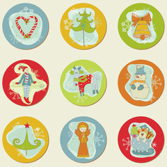 Fototapeta premium Christmas Stickes - design elements for scrapbook, invitation