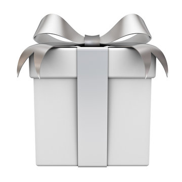 Black Gift Box. Silver Ribbons, Isolated. Stock Photo, Picture and Royalty  Free Image. Image 11763633.