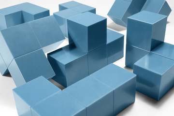 blue cubic objects