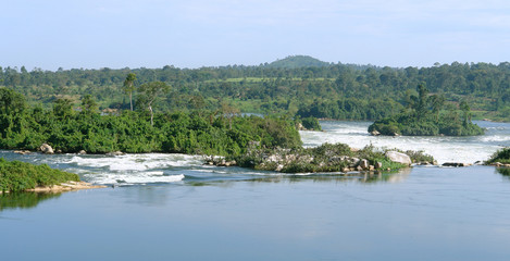 waterside River Nile scenery near Jinja in Uganda