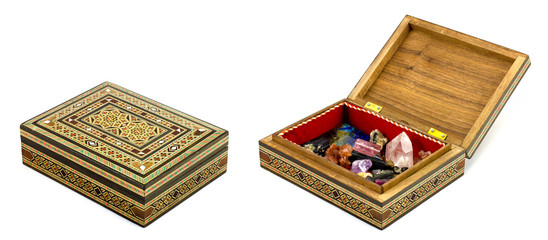 Opened and Closed Box Set With Crystals