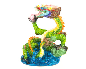 Colorful chinese dragon statue on white background