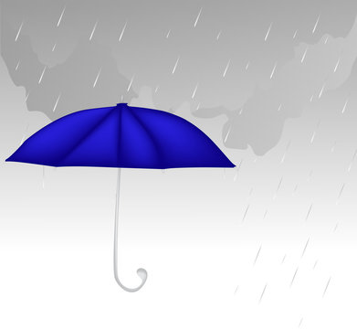 blue umbrella under rain illustration