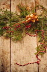 christmas decoration on wooden background