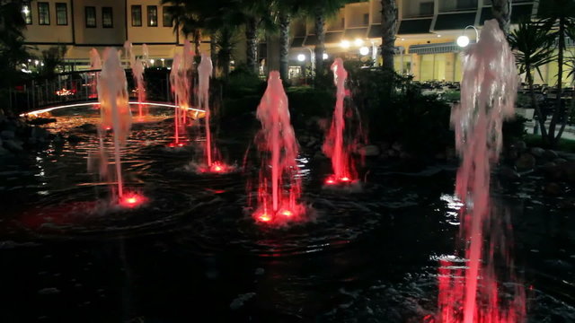 fascinating fountains illuminated with colored lights