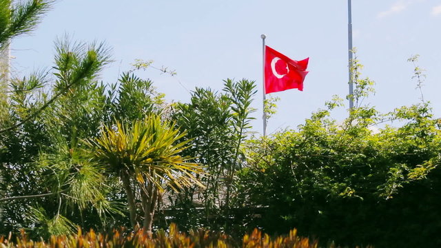 National flag of turkey waving in the wind