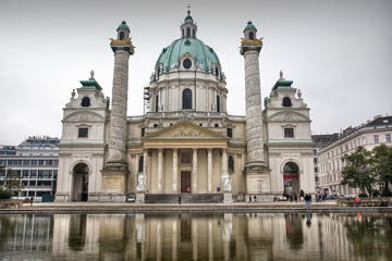 Fototapeta na wymiar Photo of St. Charles Cathedral (Karlskirche) in Vienna, Austria.