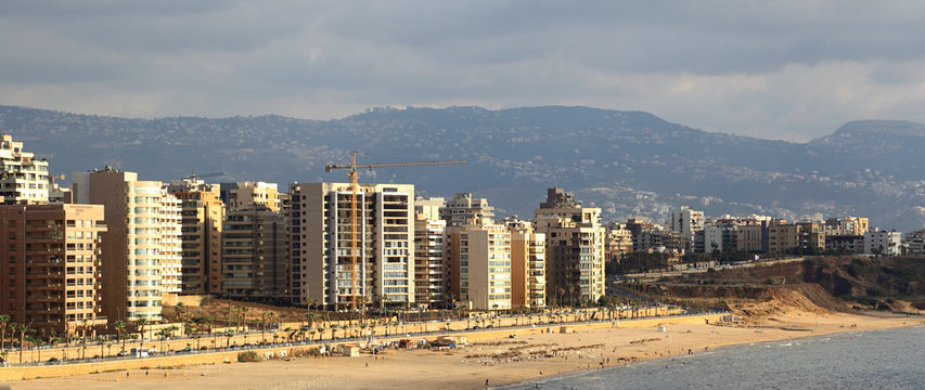 Beirut's White Sands Beach (Ramlet el Baida) at Sunset