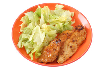 fried turkey with salad