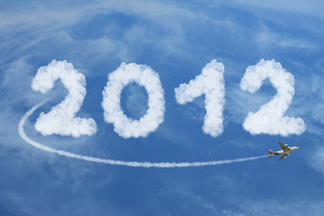 Naklejka na ściany i meble Happy new year 2012 clouds concept