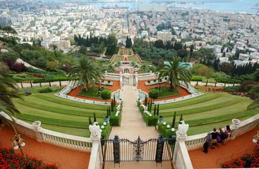 Famous Bahai shrine temple gardens,Haifa,Israel