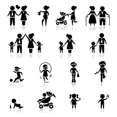 Icons set people and family