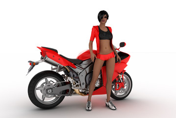 Fototapeta na wymiar Nice Girl with concept motorbike