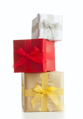 stack of gift boxes isolated