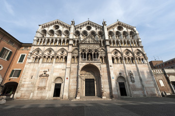 Fototapeta na wymiar Ferrara (Emilia-Romagna, Italy) - The cathedral facade