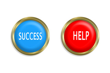 success button and Help on white background