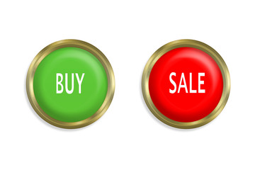 buy and sale button on white background