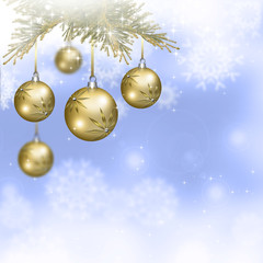 Naklejka na ściany i meble best Christmas golden balls background