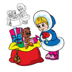 Happy girl with Christmas presents