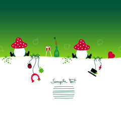 Card 2 Sitting Fly Agarics & Symbol