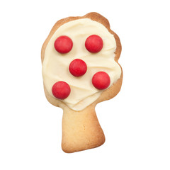 Single biscuit on white background. Tree shape.