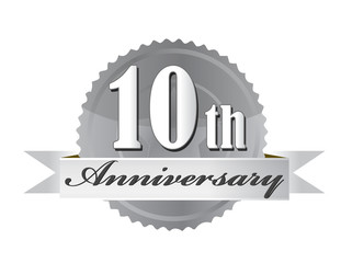 10th anniversary seal illustration design on white