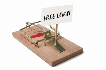 Mousetrap with free loan sign