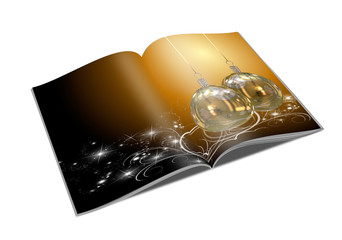 Libro con ilustraciones 3d de bolas de Navidad