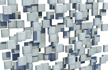 Abstract wall of concrete cubes