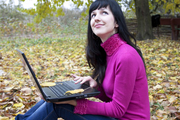 The beautiful woman with the laptop