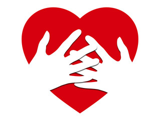 ハートに手と手