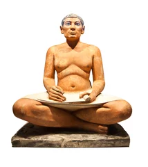 Fotobehang Egyptian scribe's sculpture isolated with clipping path © Jose Ignacio Soto