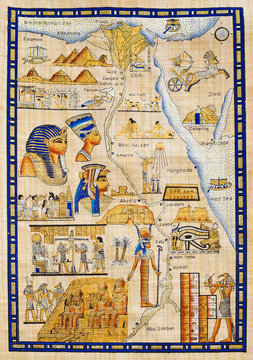 Antique Egypt map drawn on papyrus