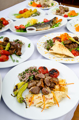 Meals served on a party table