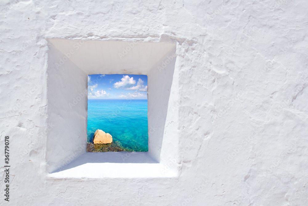 Wall mural Ibiza mediterranean white wall window