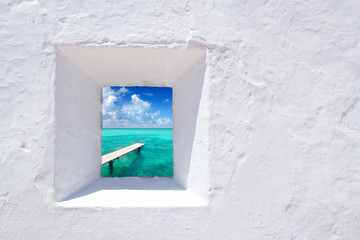 Ibiza mediterranean white wall window