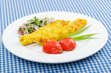 Traditional azeri kebab made with mashed potato