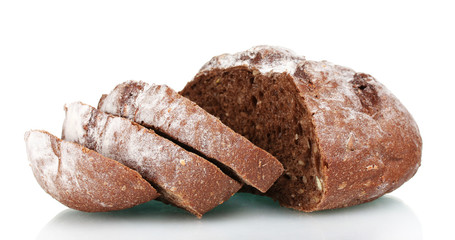 delicious sliced ​​rye bread isolated on white