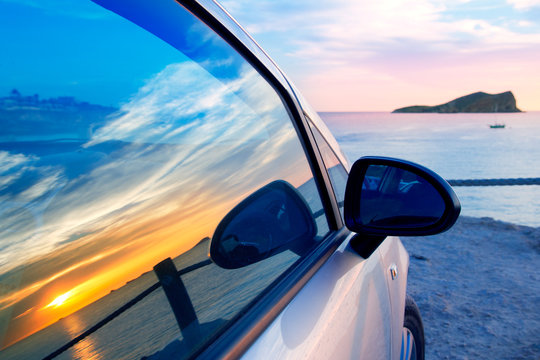 Ibiza cala Conta Conmte in window car glass