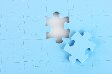 Blue puzzles closeup