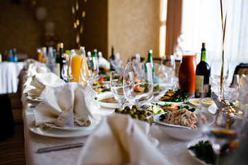 Table set for an event party or wedding reception