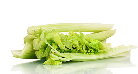 fresh green celery isolated on white.
