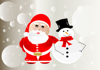 Santa Claus y un muñeco de nieve