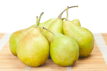 Pears family on straw mat