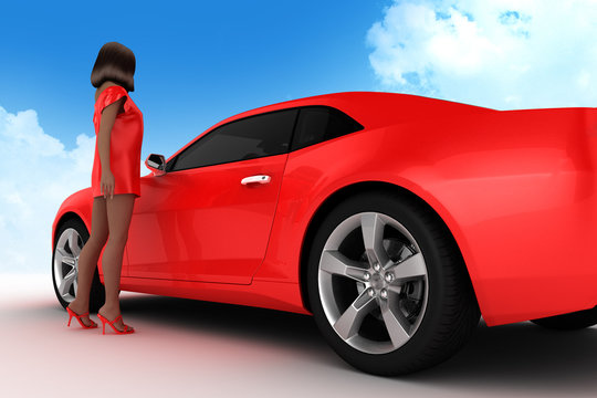 woman with concept car
