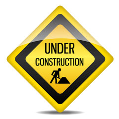 Achtung Warnung Schild Under Construction Bauarbeiter