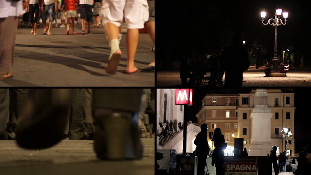 People walking in the night