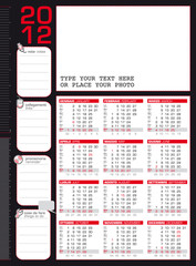 calendario 2012 bilingue con righelli e spazio libero