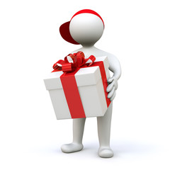 3D Man with gift box